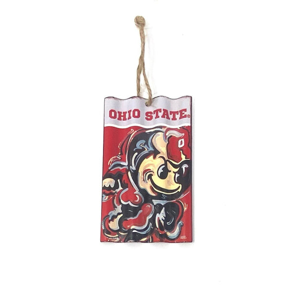 Ohio State University Corrugated Tin Ornament - The Flag Lady