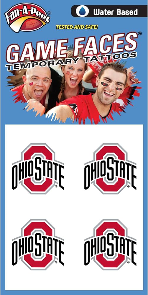 Ohio State Waterless Tattoos - Four Pack - The Flag Lady