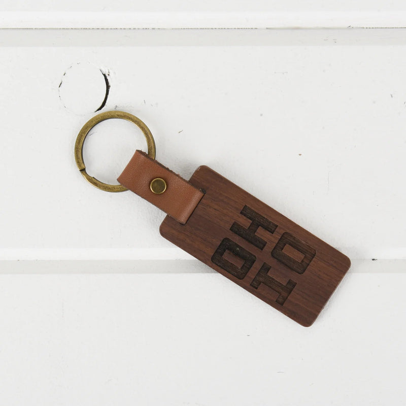 Ohio Wood/Leather Keychain - The Flag Lady