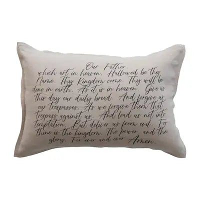 Our Father Linen Printed Lumbar Pillow w/ Poly Fill (24x16") - The Flag Lady