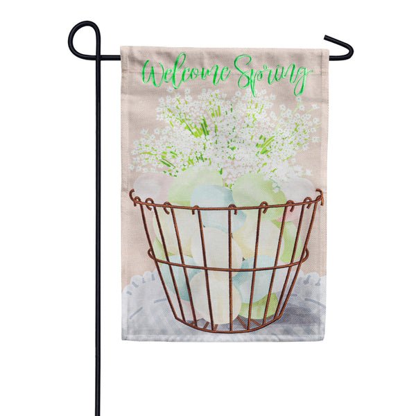 Pastel Easter Egg Basket Burlap Garden Flag - The Flag Lady