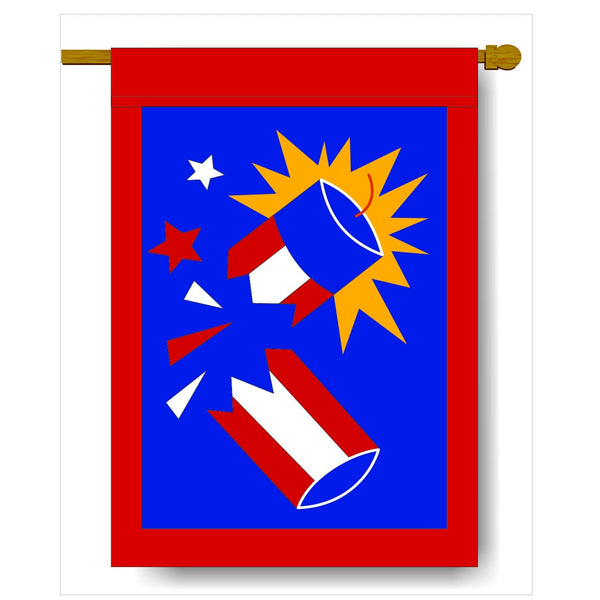 Patriotic Firecracker Pop Banner Flag 28 x 40 inch Patriotic - The Flag Lady