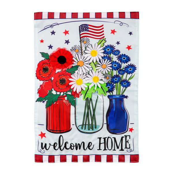 Patriotic Floral Applique Garden Flag - The Flag Lady