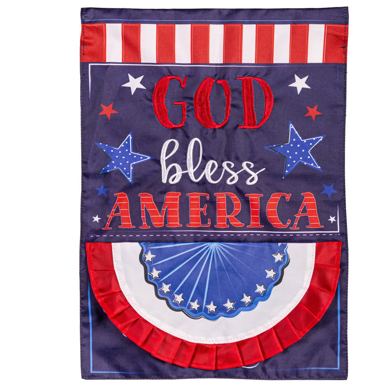 Patriotic God Bless America Applique Garden Flag - The Flag Lady