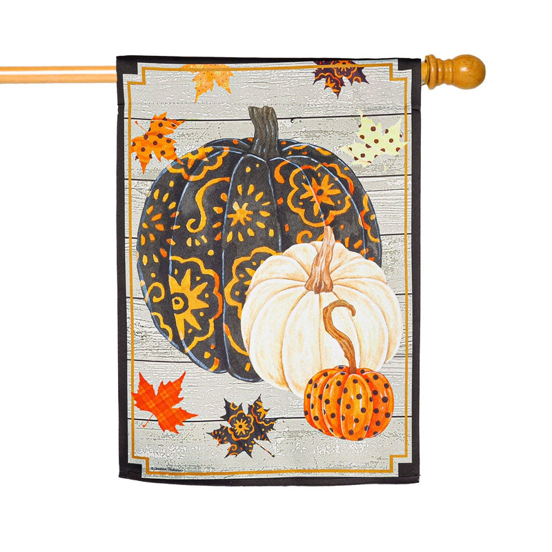 Patterned Pumpkins and Leaves Suede Flags - The Flag Lady