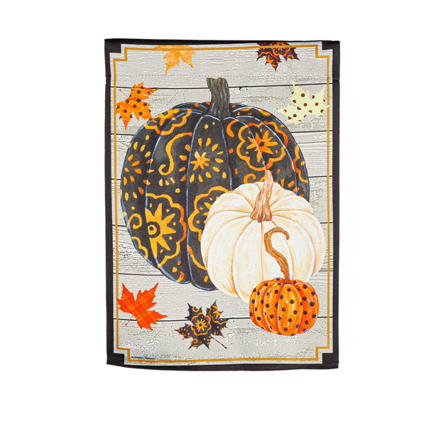 Patterned Pumpkins and Leaves Suede Flags - The Flag Lady