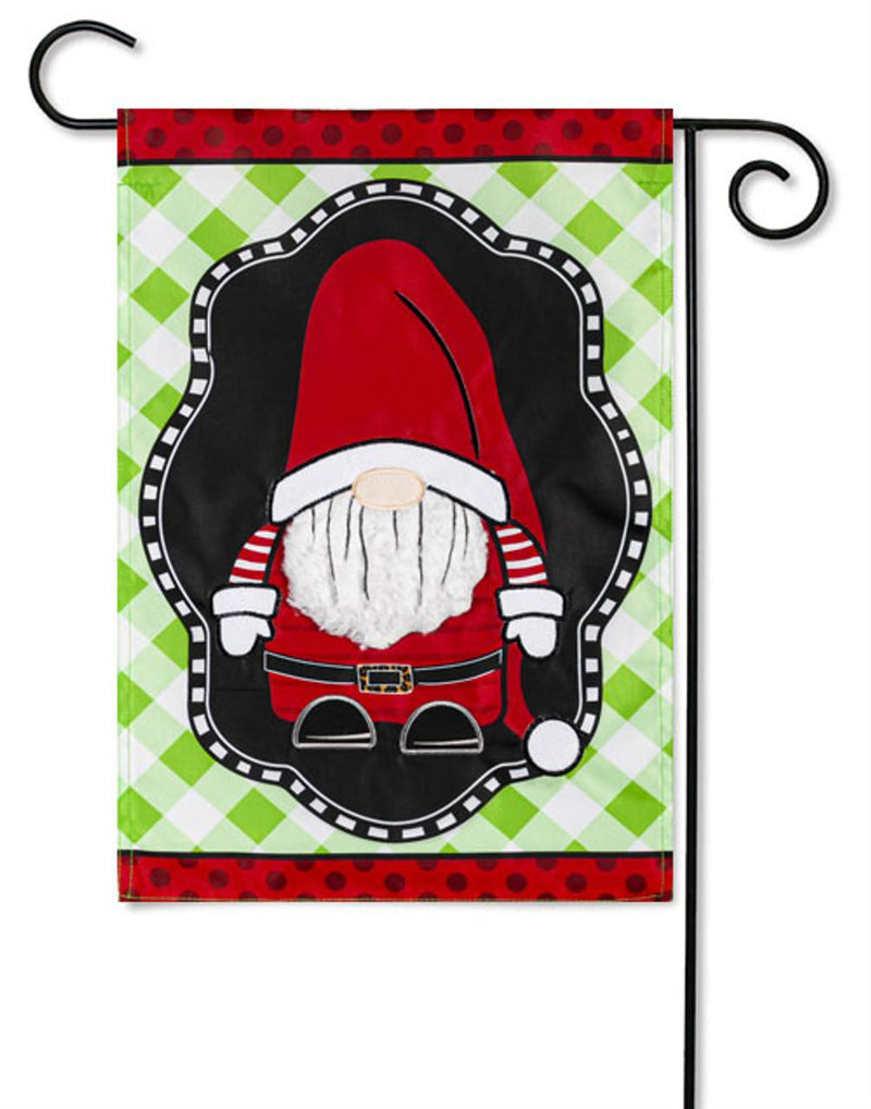 Patterned Santa Gnome Applique Garden Flag - The Flag Lady