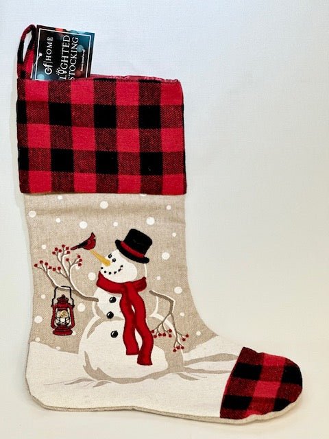 Plaid and Burlap Wonderland Snowman Stocking - The Flag Lady