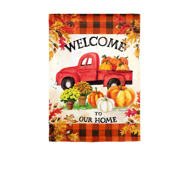 Pumpkin Farm Truck Suede Garden Flag - The Flag Lady