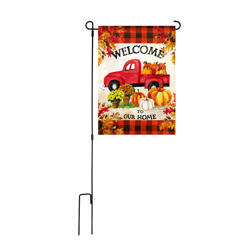 Pumpkin Farm Truck Suede Garden Flag - The Flag Lady