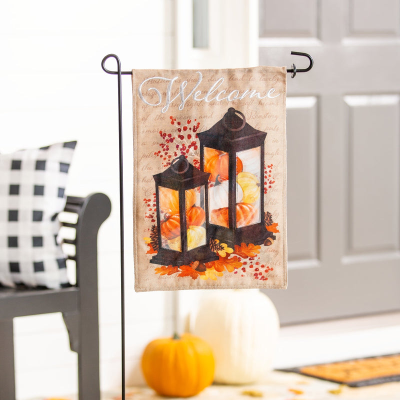 Pumpkin Lanterns Burlap Flag - The Flag Lady