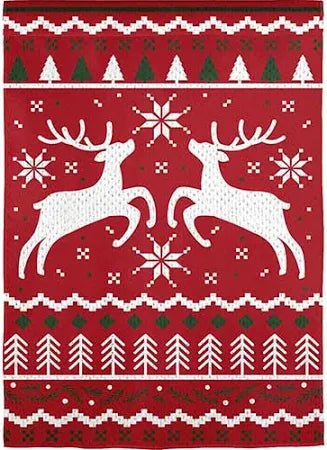 Reindeer Christmas Burlap Garden Flag - The Flag Lady