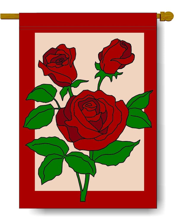 Roses (with Border) Banner Flag 28 x 40 inch Flowers, Spring, Summer - The Flag Lady