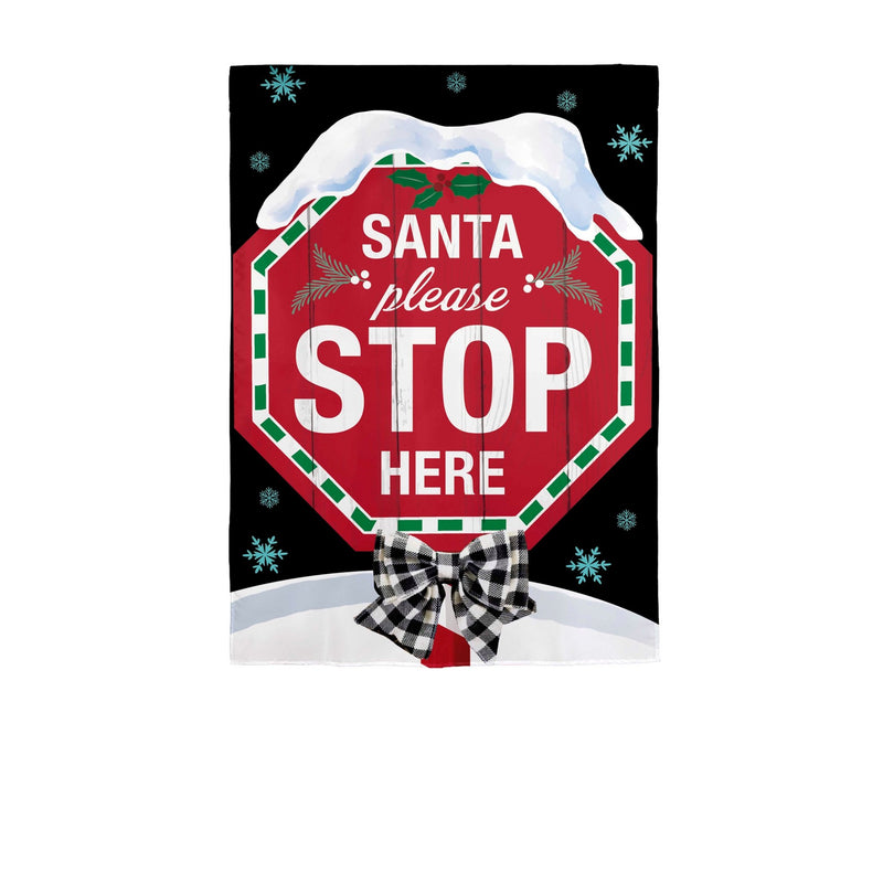 Santa Please Stop Here Applique Garden Flag - The Flag Lady