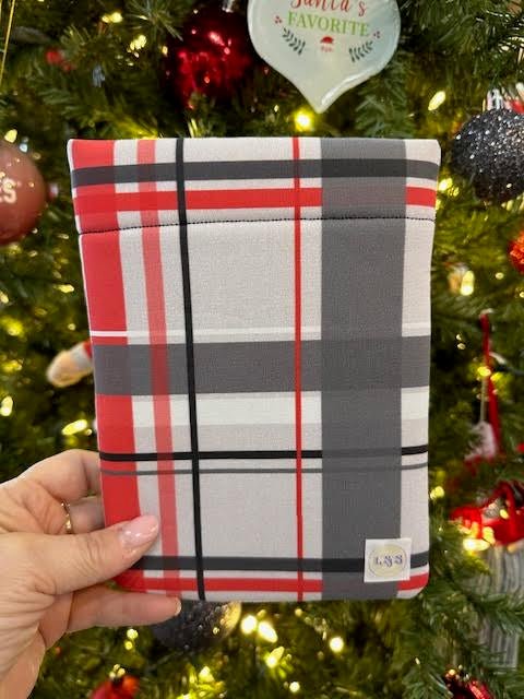 SCARLET AND GREY BOOK SLEEVE / E - READER SLEEVE by L&S Bookish Adventure - The Flag Lady