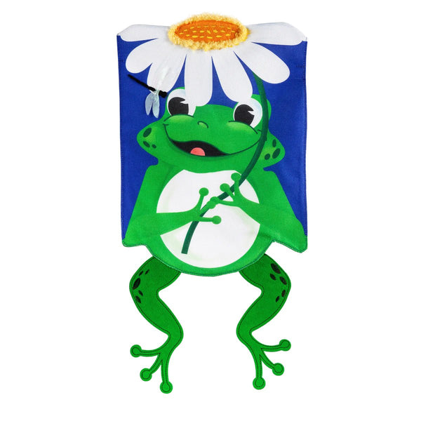 Shaped Frog Burlap Banner - The Flag Lady