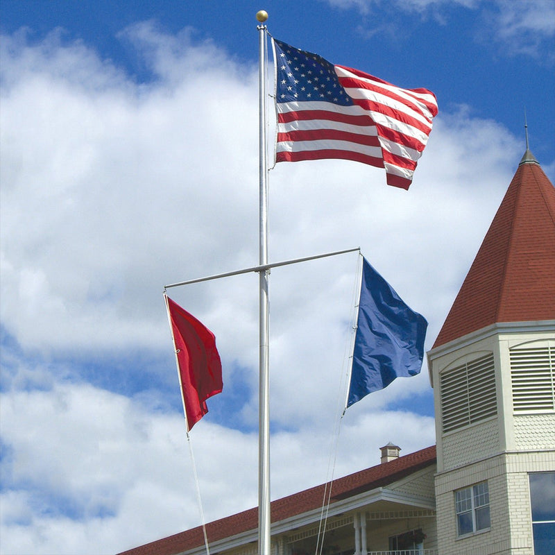 Single Mast Nautical Flagpole with Yardarm - The Flag Lady