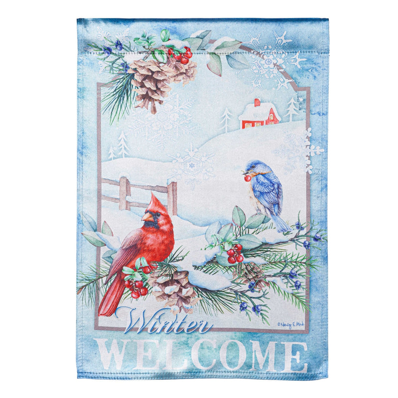 Snow Country Birds Lustre Garden Flag - The Flag Lady