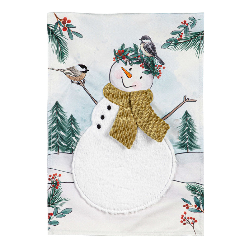 Snowman Linen Garden Flag - The Flag Lady