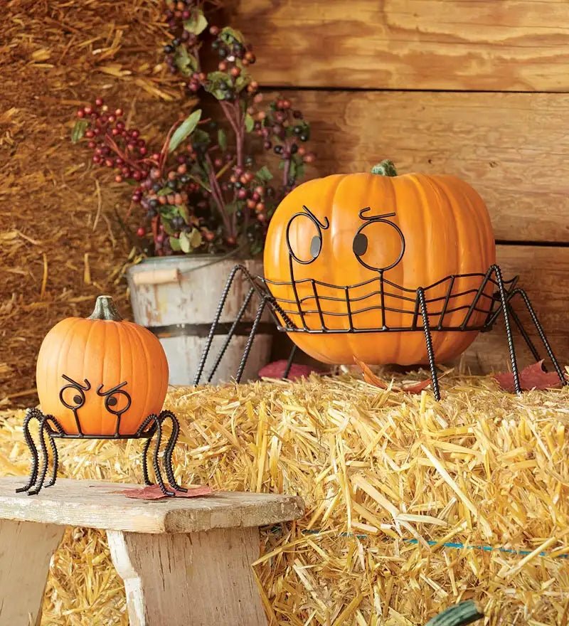 Spooky Spider Pumpkin Holders, set of 2 - The Flag Lady