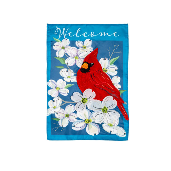 Spring Dogwood Cardinal Applique Garden Flag - The Flag Lady