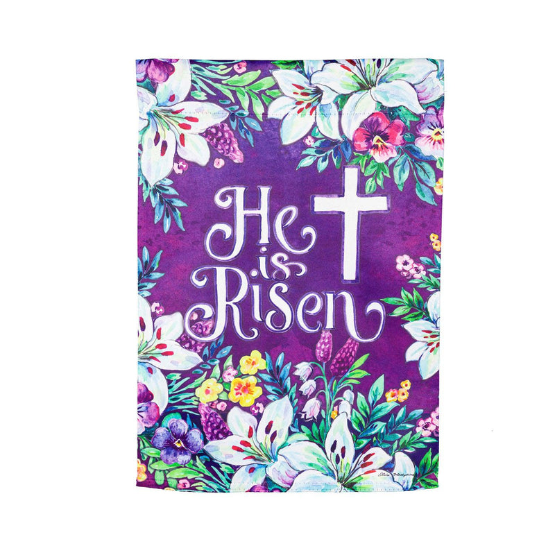 Spring Flowers Easter Cross Suede Garden Flag - The Flag Lady