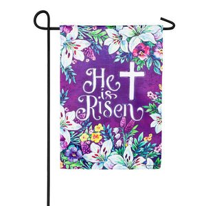 Spring Flowers Easter Cross Suede Garden Flag - The Flag Lady