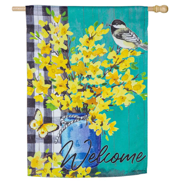 Spring Forsythia Suede Banner - The Flag Lady