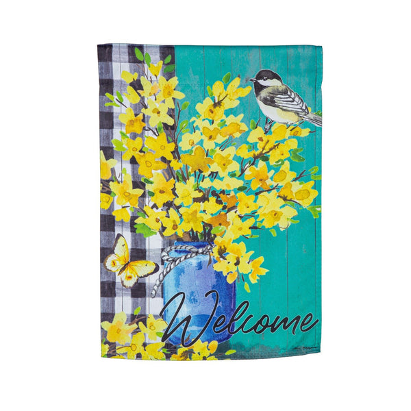 Spring Forsythia Suede Garden Flag - The Flag Lady