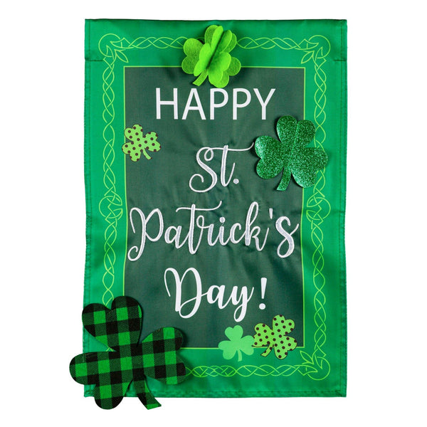 St. Patrick's Patterned Shamrocks Garden Applique Flag - The Flag Lady