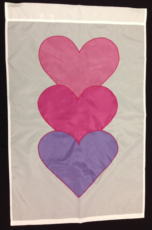 Stacked Hearts Banner Flag 28 x 40 inch Valentine's Day - The Flag Lady