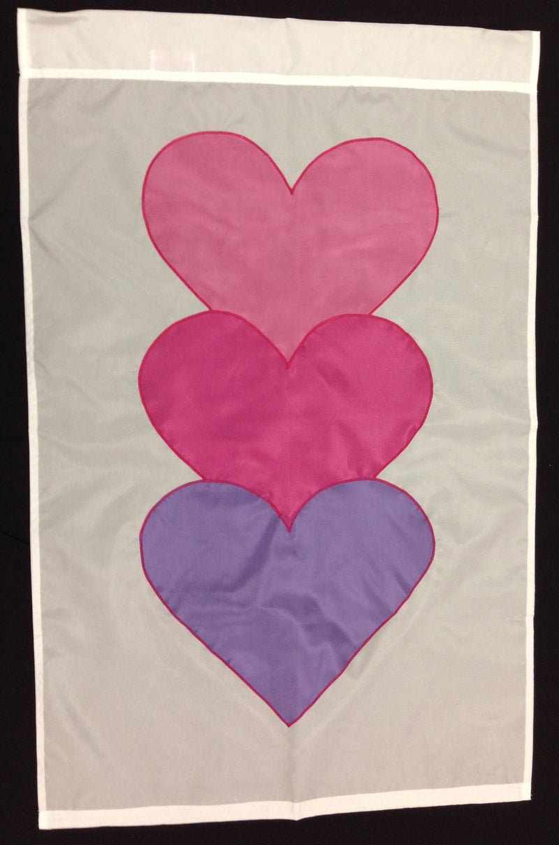 Stacked Hearts Banner Flag 28 x 40 inch Valentine's Day - The Flag Lady