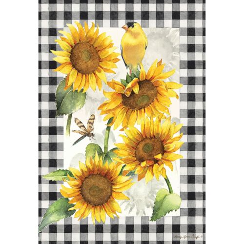 Sunflower and Goldfinch Garden Suede Flag - The Flag Lady