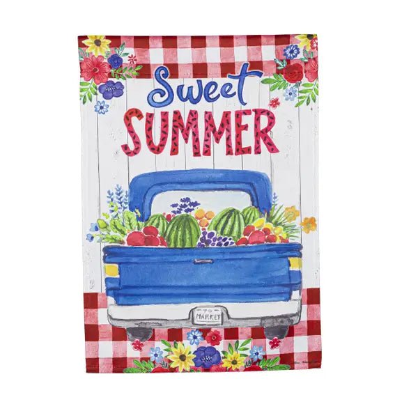 Sweet Summer Truck Garden Suede Flag - The Flag Lady