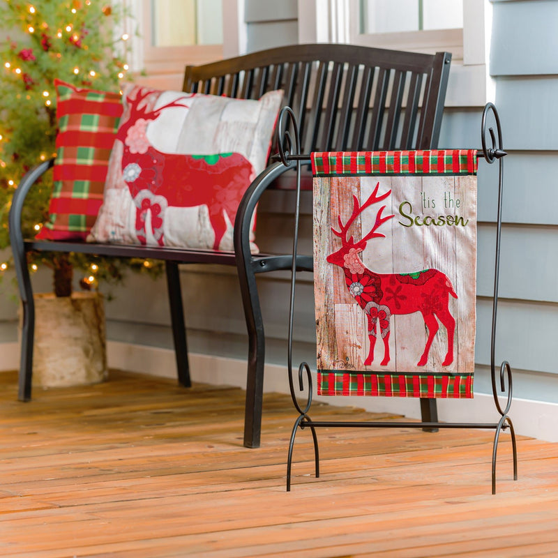 Tis the Season Reindeer Linen Garden Flag - The Flag Lady