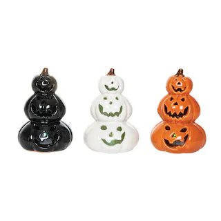 Triple Halloween Pumpkin Stack W/LED White or Orange - The Flag Lady