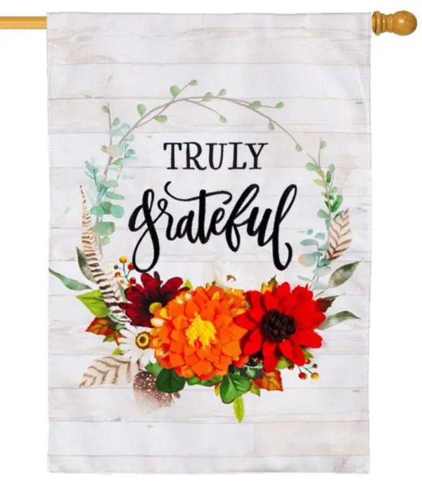 Truly Grateful Linen Banner - The Flag Lady