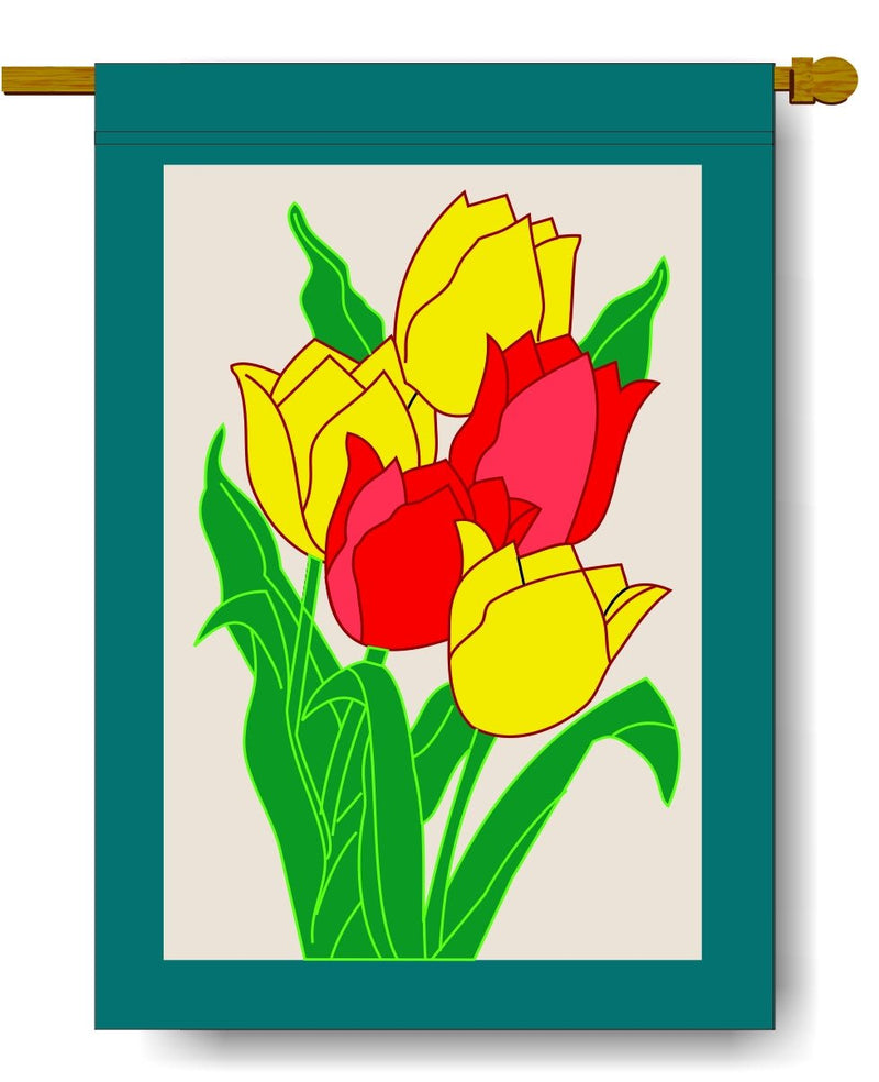 Tulips Banner Flag 28 x 40 inch Flowers, Spring, Summer - The Flag Lady