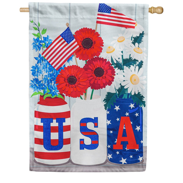 USA Mason Jar Linen Banner - The Flag Lady