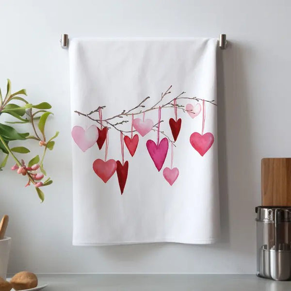 Valentine's Day Hearts On Branch Kitchen Towel - The Flag Lady