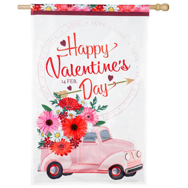 Valentine's Flower Truck Applique Banner - The Flag Lady