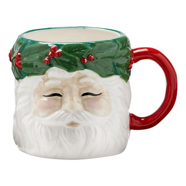 Vintage Santa Wreath Mug - The Flag Lady