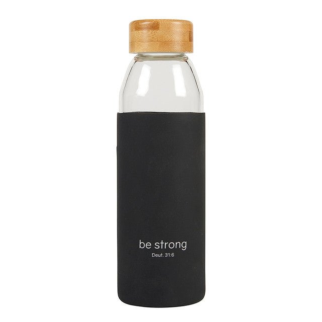 Water Bottle with Bamboo Lid - Be Strong - The Flag Lady