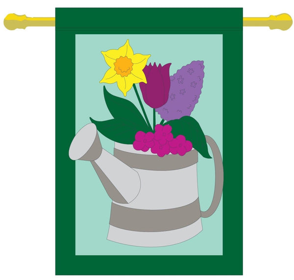 Watering Can Banner Flag 28 x 40 inch Spring - The Flag Lady