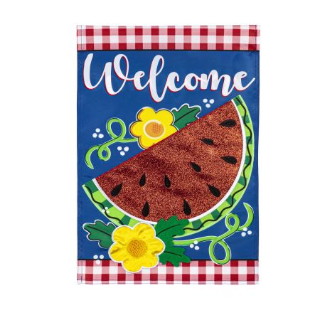 Watermelon Welcome Garden Applique Flag - The Flag Lady