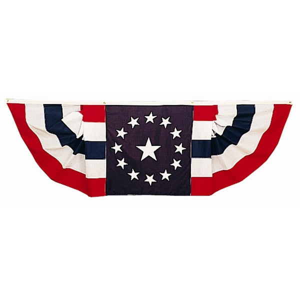 Welcome Bunting with Colonial Star Pattern in the Center - Nyl - Glo - 3 ft. X 9 ft. - The Flag Lady