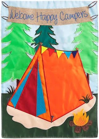 Welcome Campers Applique Garden Flag - The Flag Lady