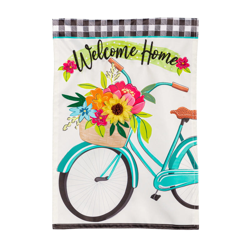 Welcome Home Bicycle Applique Garden Flag - The Flag Lady