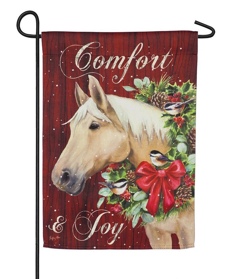 Winter Horse Comfort and Joy Suede Garden Flag - The Flag Lady