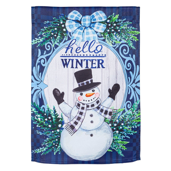 Winter Snowman Suede Garden Flag - The Flag Lady